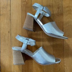 Jeffrey Campbell Silver Leather Sandals Ankle Strap Heels